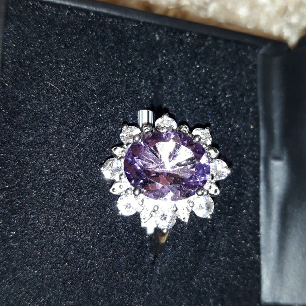 Amethyst and Sapphires Ring 5 TCW Size 7